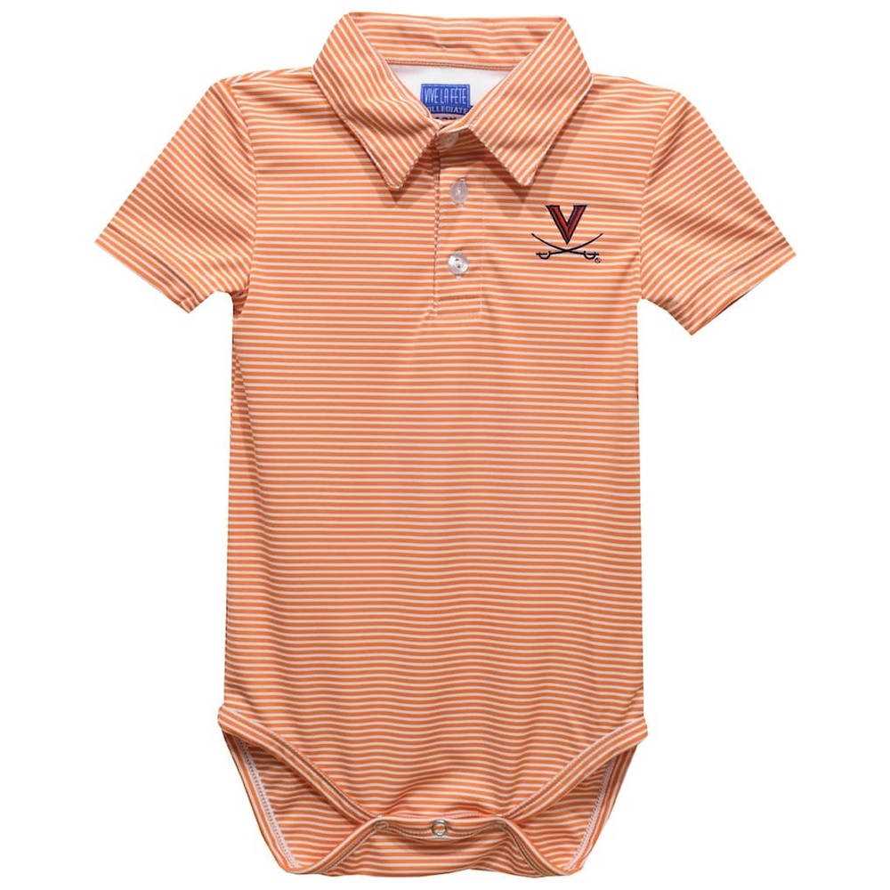 Virginia Cavaliers Vive La Fete Infant Polo Pencil Stripe Bodysuit - Orange